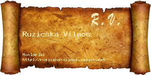 Ruzicska Vilmos névjegykártya